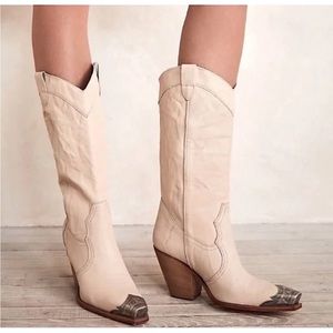 Free People Brayden Tall Leather Boots Size 37 or 7 NEW